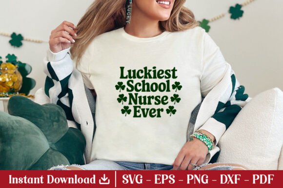 Luckiest School Nurse Ever Shirt SVG PNG Review