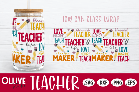 Teacher School 16oz Can Glass Wrap SVG Review